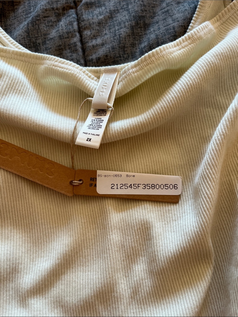 SKIMS Cream Ribbed Scoop Neck Bodysuit NWT - Picture 3 of 6